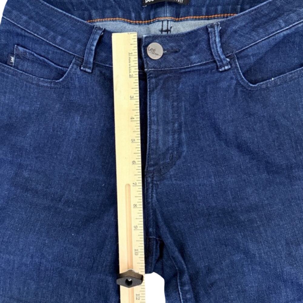 Lee Dark Wash Blue Curvy Fit Mid Rise Blue Cropped Stretch Capri Jeans Size 10 - Picture 7 of 9